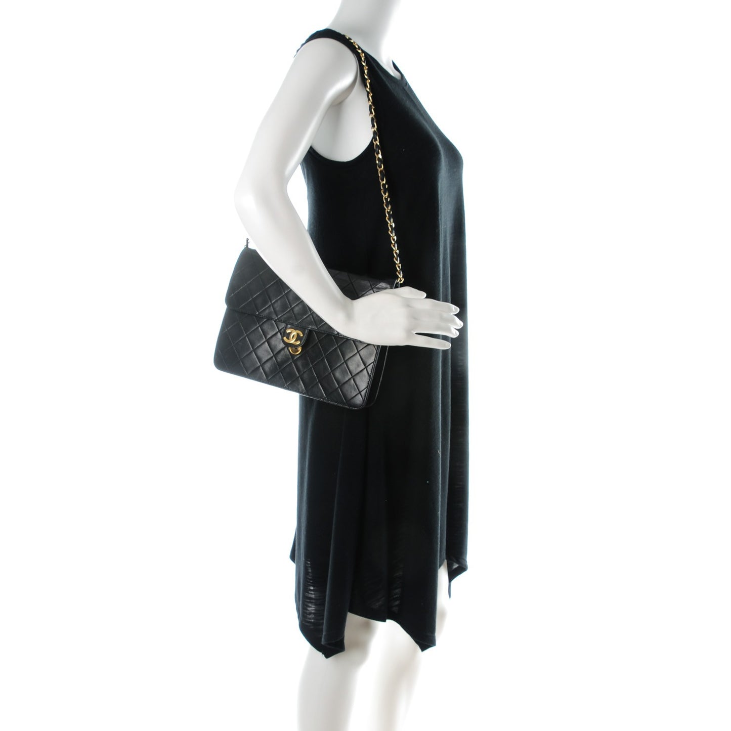 Lambskin Quilted Medium Single Flap Black