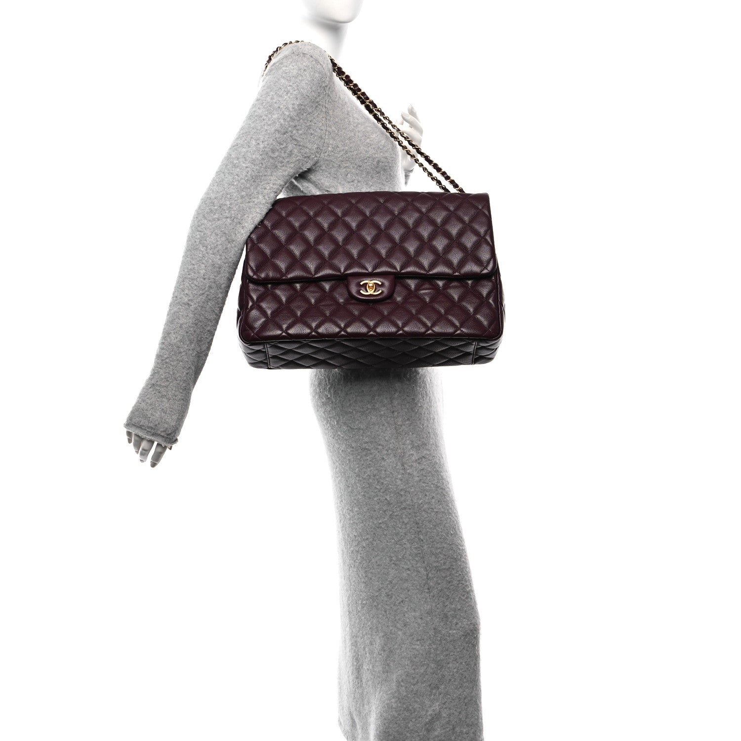 Chanel Caviar Quilted XXL Travel Flap Bag Burgundy 3 of 10