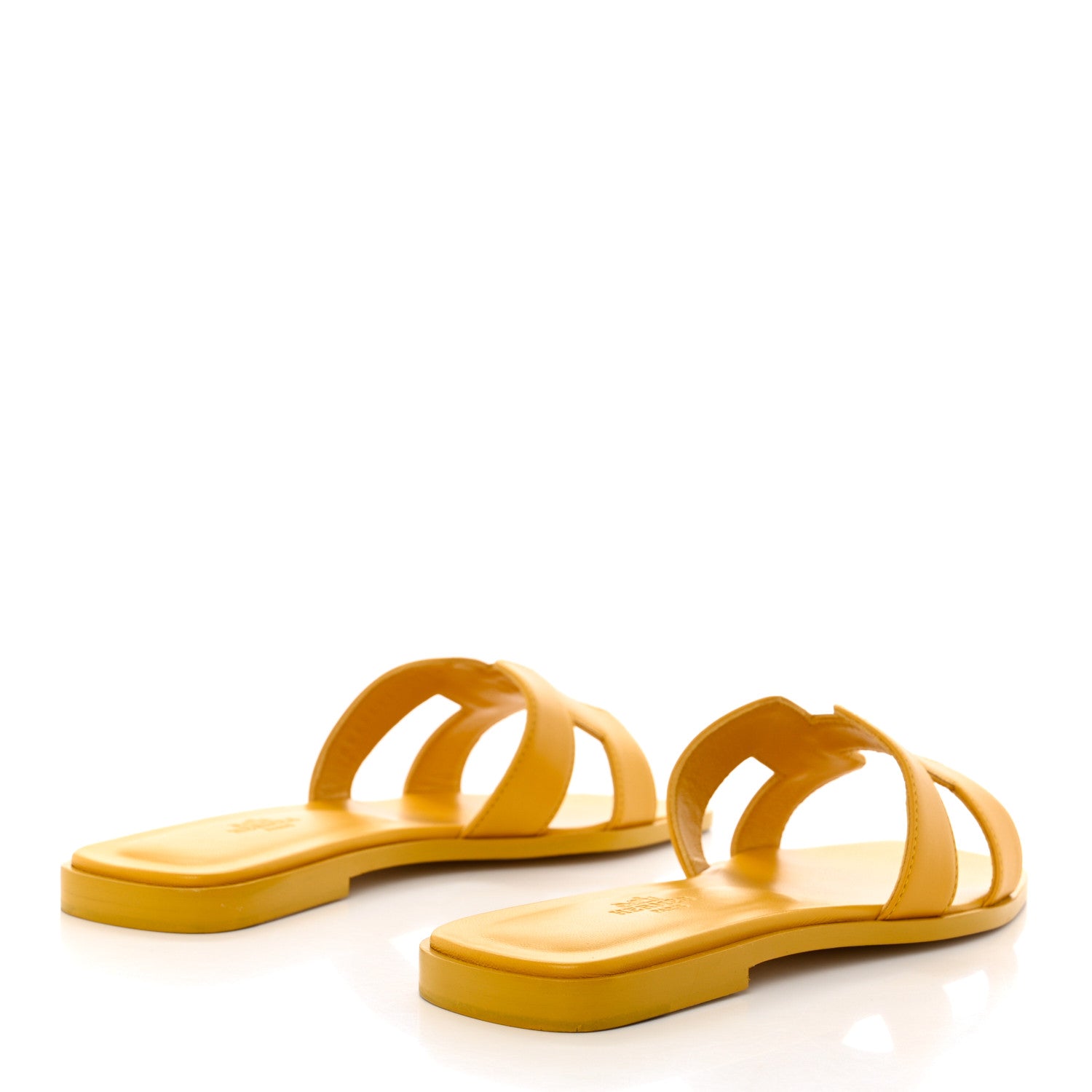 Hermes Calfskin Oran Sandals 37.5 Jaune Topaze 4 of 9