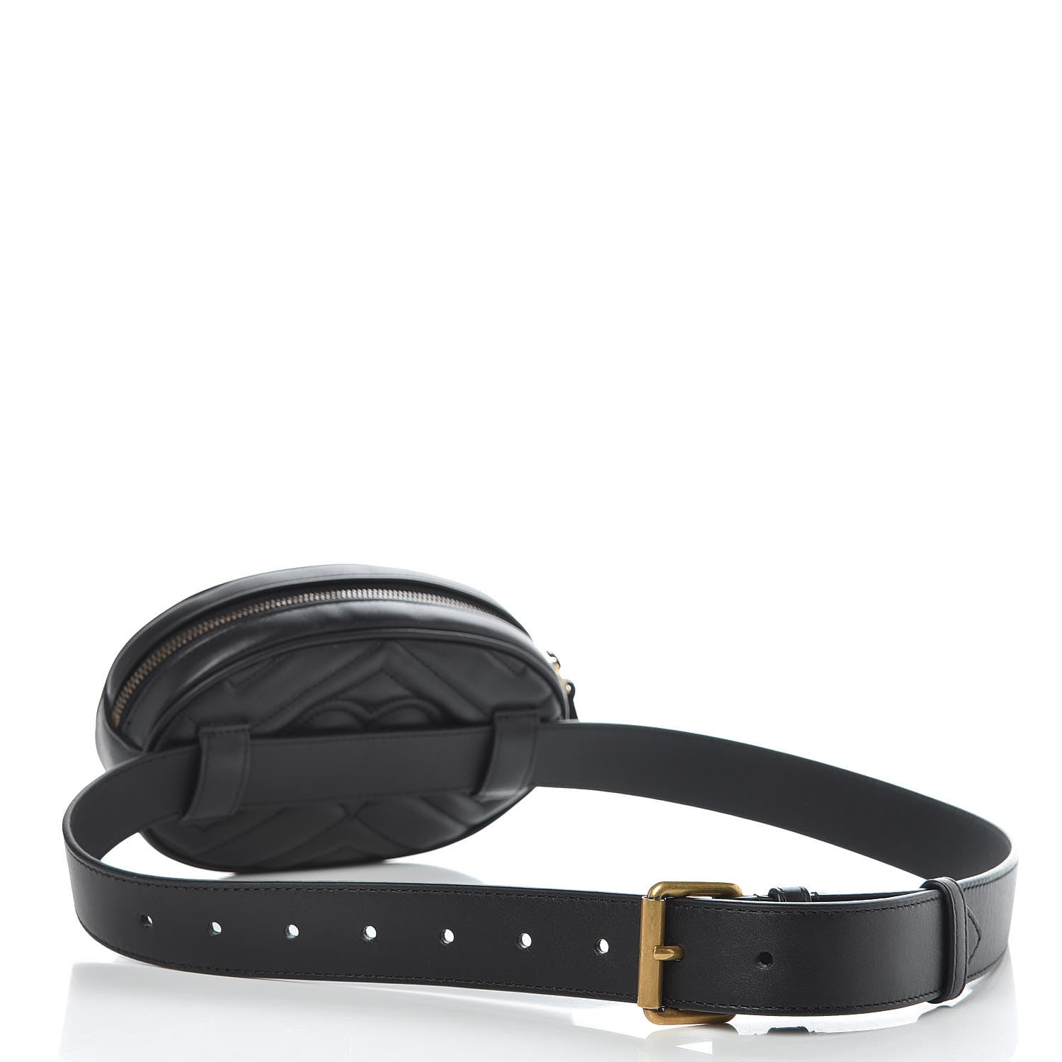 Gucci Calfskin Matelasse GG Marmont Belt Bag 85 34 Black 3 of 10