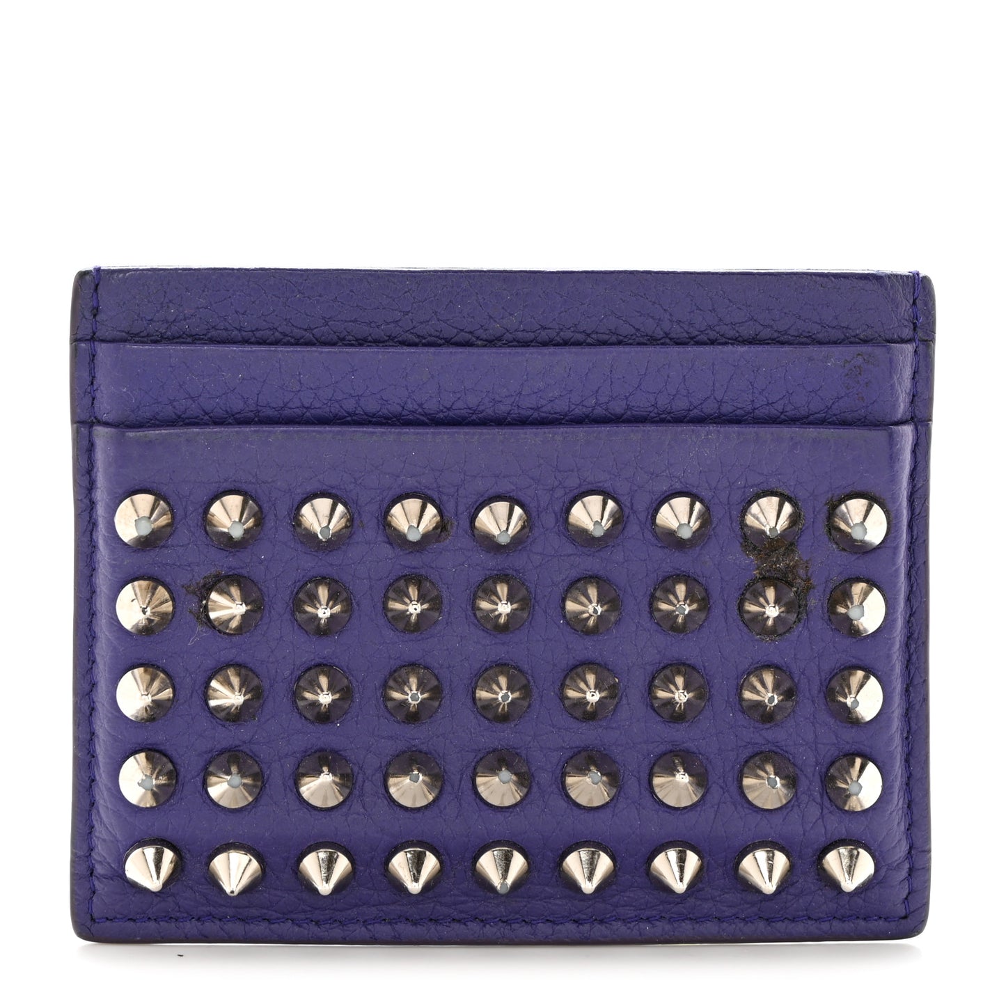 Calfskin Paris Spikes Kios Card Holder Purple