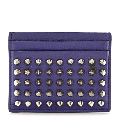 Christian Louboutin Calfskin Paris Spikes Kios Card Holder Purple 1 of 7