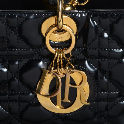 Christian Dior Vintage Patent Cannage Large Lady Dior Black 8 of 9