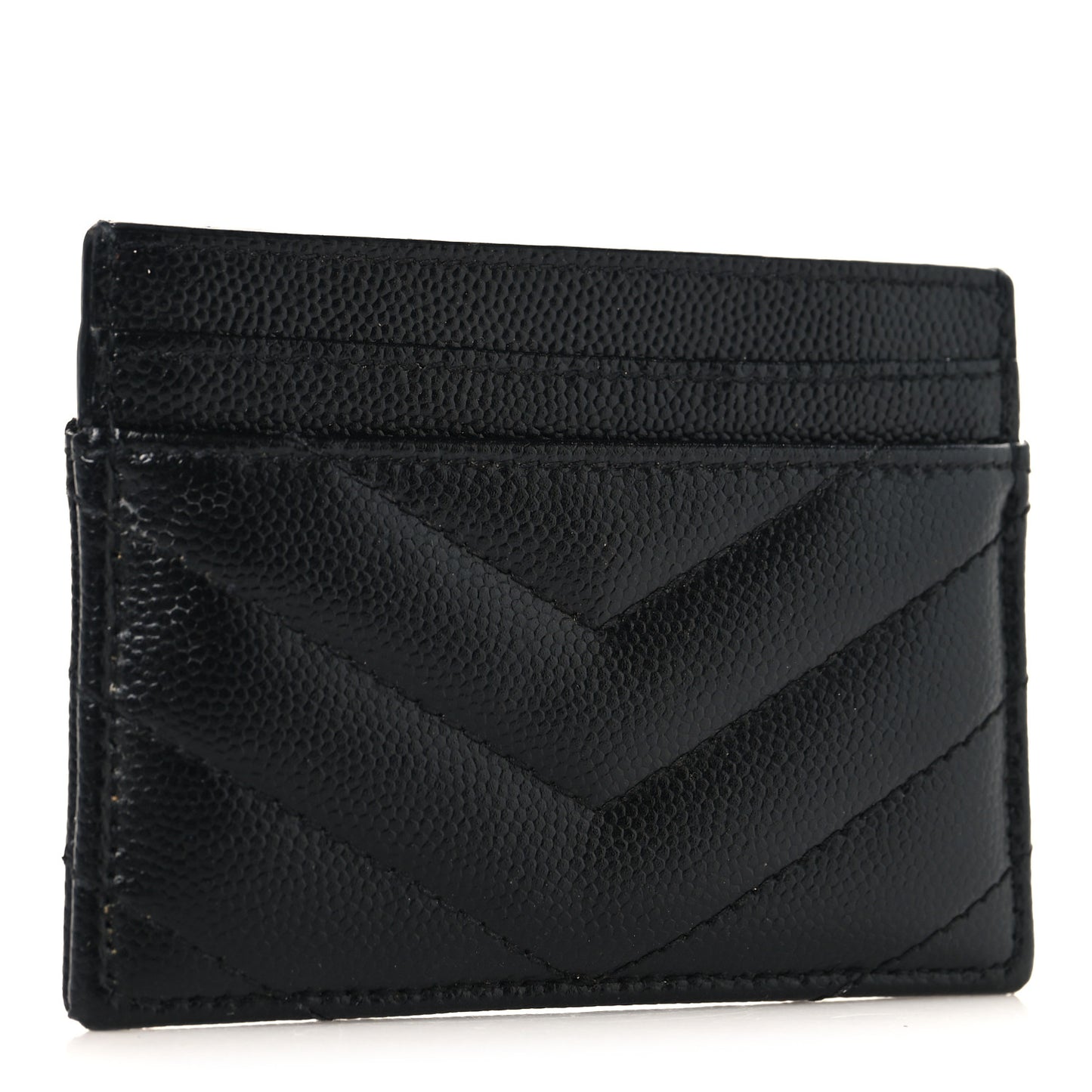 Grain De Poudre Matelasse Chevron Monogram Credit Card Case Black