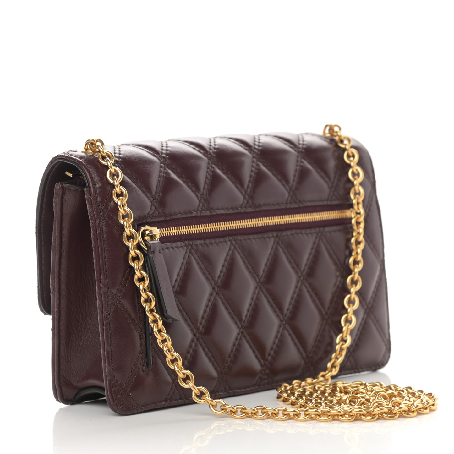 Smooth Calfskin Quilted Small Darley Shoulder Bag Burgundy