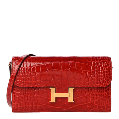 Hermes Shiny Alligator Constance Long Wallet To Go Sanguine 1 of 11