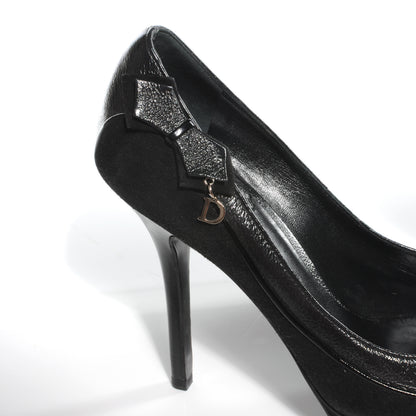 Christian Dior Suede Deco Platform Pumps Heels 38 Black 4 of 7