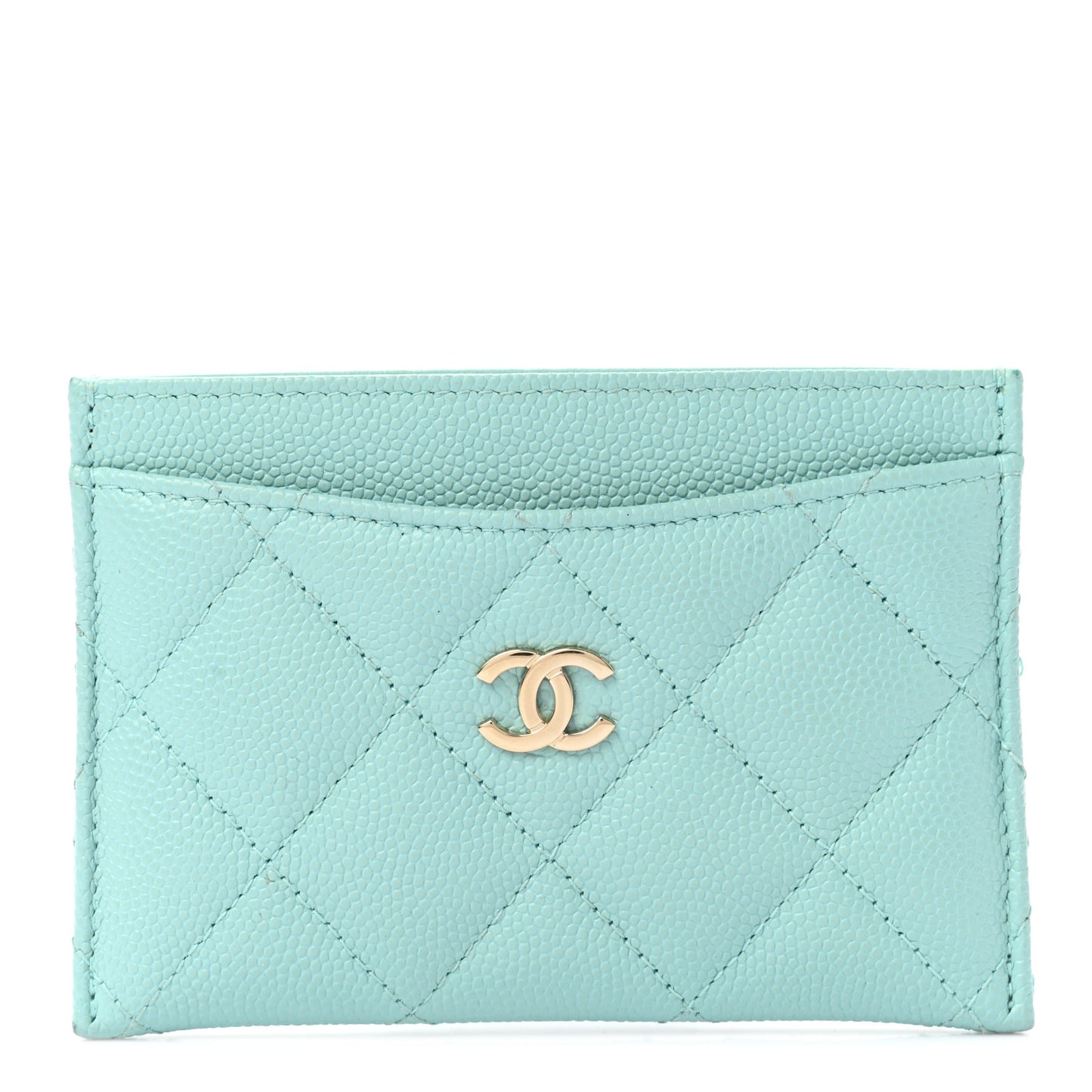 Caviar Quilted Card Holder Light Blue