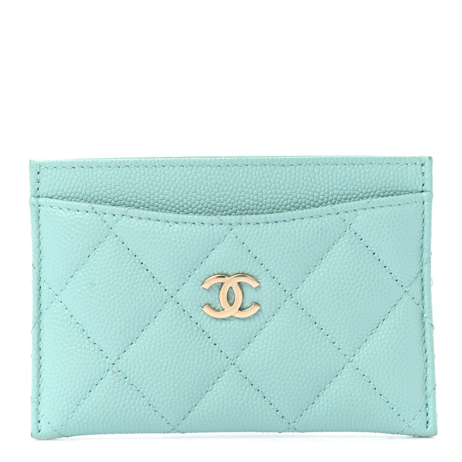 Chanel Caviar Quilted Card Holder Light Blue 1 of 7