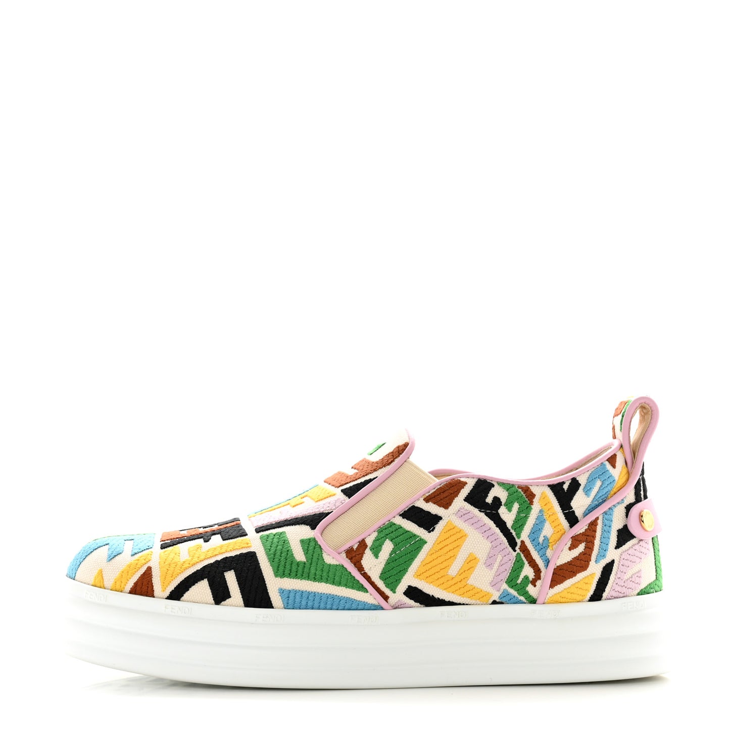 X SARA COLEMAN Canvas FF Vertigo Embroidered Womens Rise Slip On Sneakers 37 Grezzo Multicolor