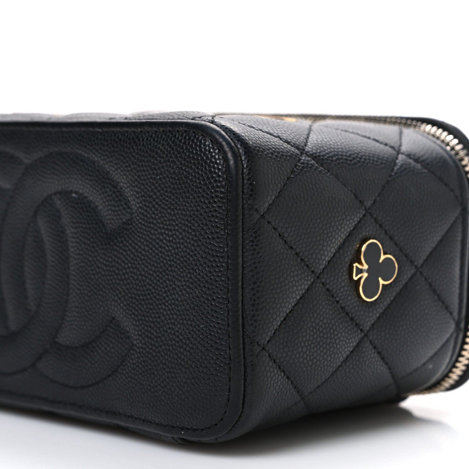 Chanel Caviar Quilted Enamel Coco Casino Small Vanity Case With Chain Black 10 of 11