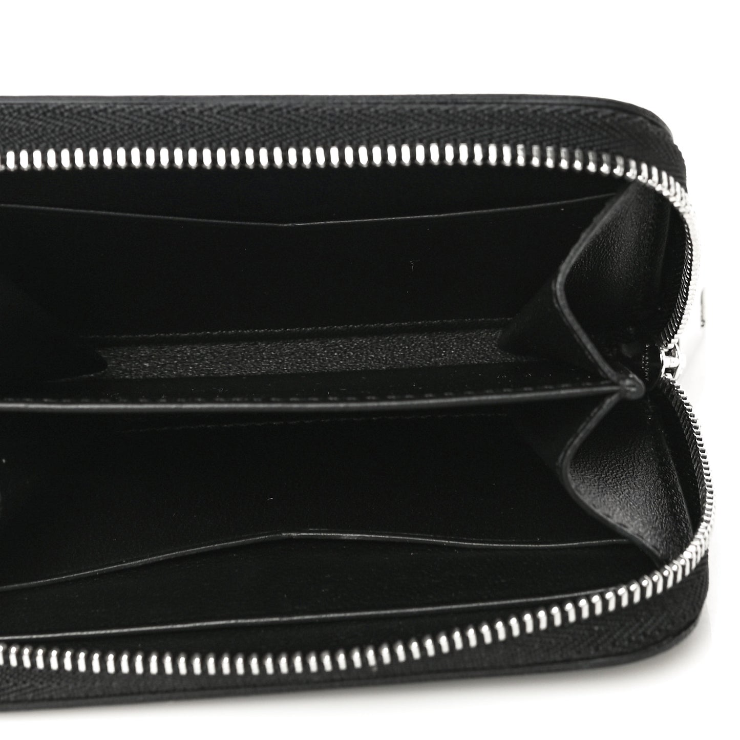 Calfskin Logo Print Mini Zip Wallet Black