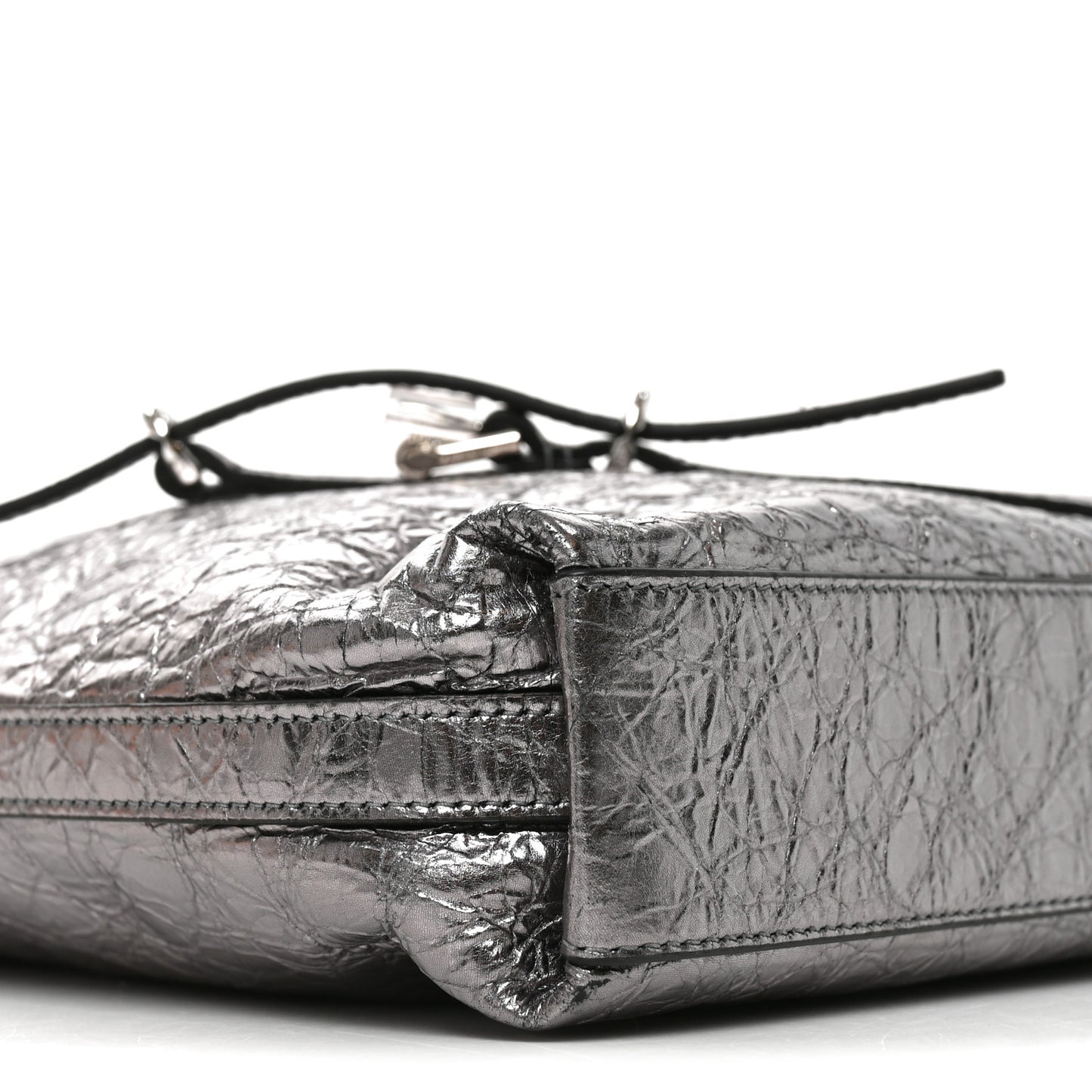 Metallic Calfskin Medium Voyou Bag Silver