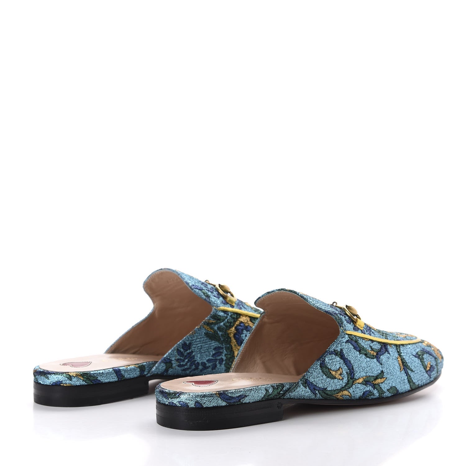 Gucci Iridescent Brocade Womens Princetown Slippers 38.5 Azure Multicolor Oro 4 of 10