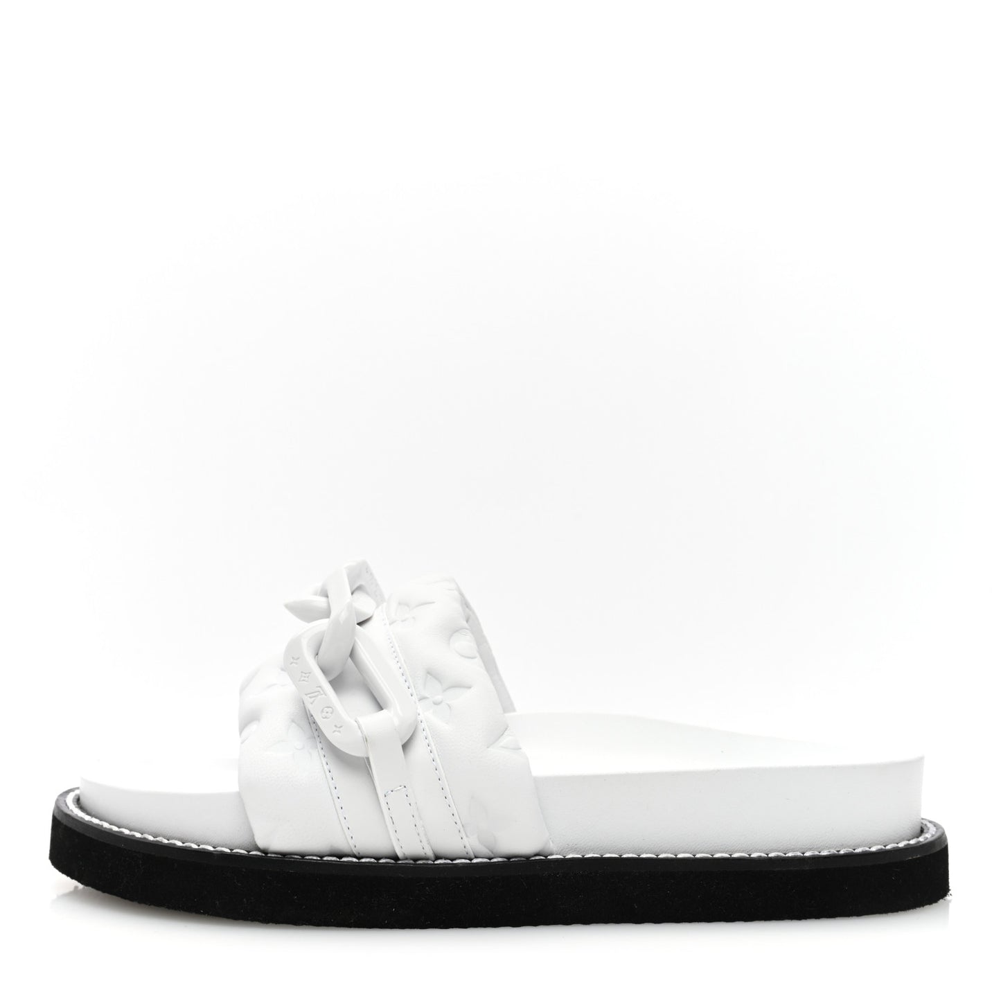 Calfskin Embossed Monogram Sunset Flat Comfort Mule 37 White
