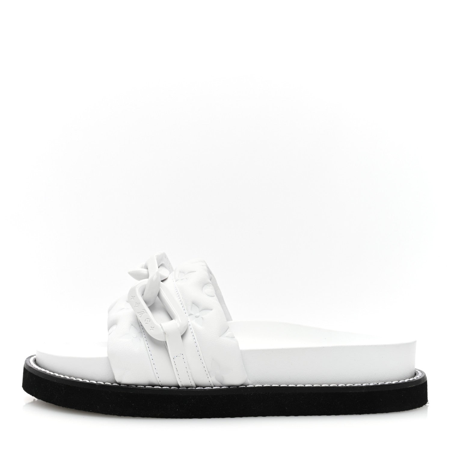 Louis Vuitton Calfskin Embossed Monogram Sunset Flat Comfort Mule 37 White 1 of 7