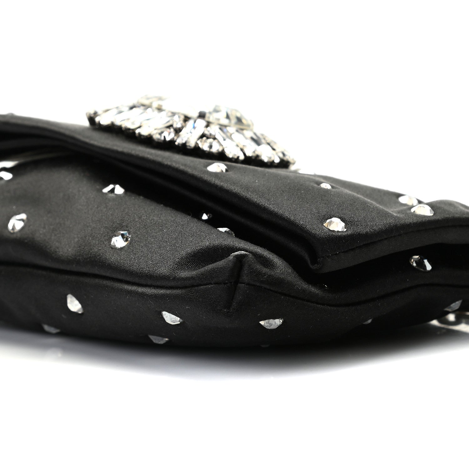 Jimmy Choo Satin Crystal Embellished Titania Clutch Black 5 of 8