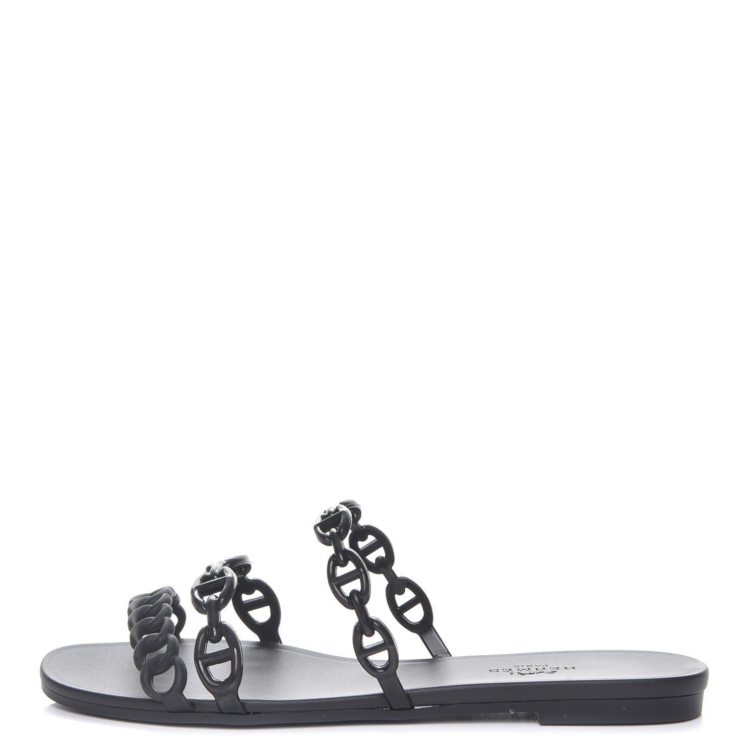 Hermes Rubber Chaine d'Ancre Rivage Sandals 35 Black 1 of 8