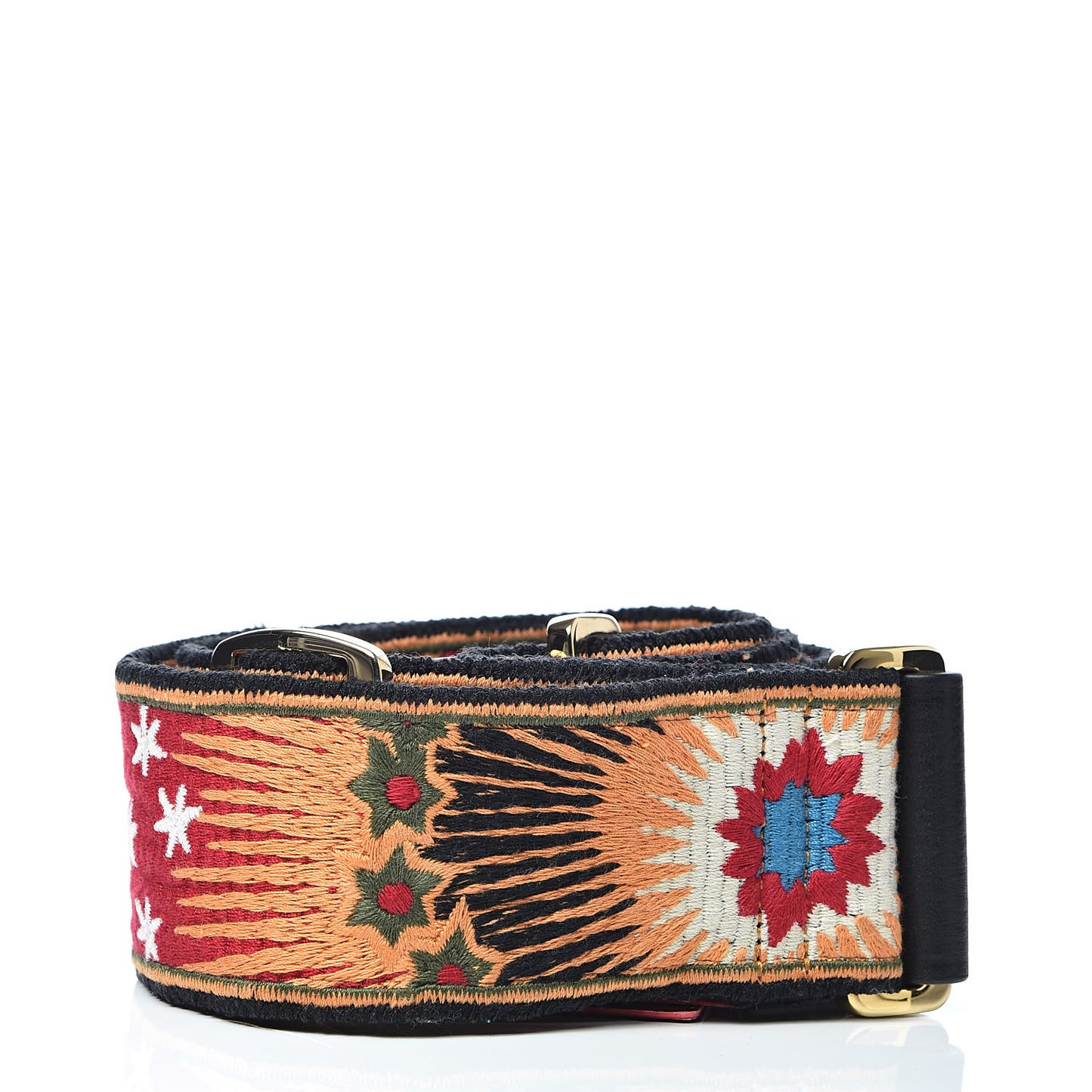 Canvas Enchanted Wonderland Embroidered Rockstud Guitar Strap Black