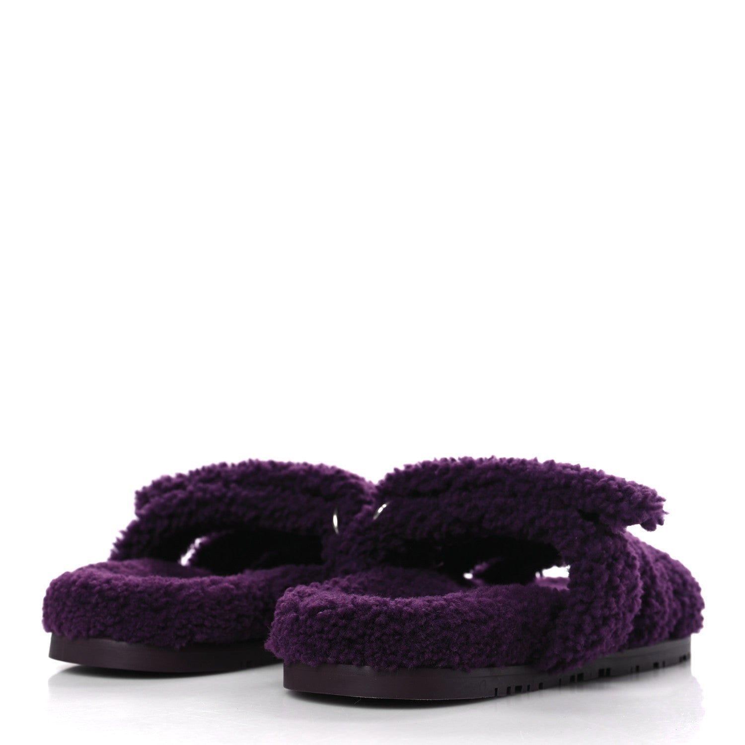 Hermes Woolskin Womens Chypre Sandals 37 Violet Fonce 3 of 7