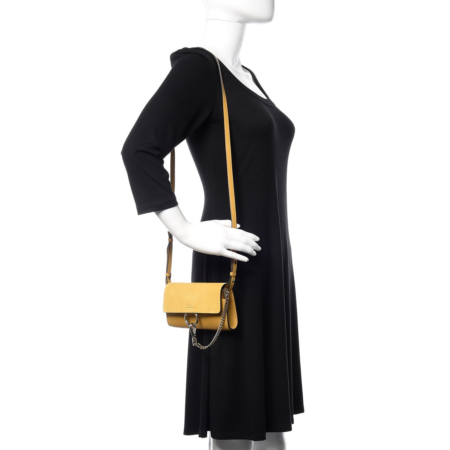 Suede Calfskin Mini Faye Shoulder Bag Dusty Yellow