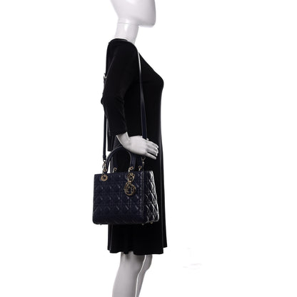 Christian Dior Lambskin Cannage Medium Lady Dior Navy Blue 2 of 13