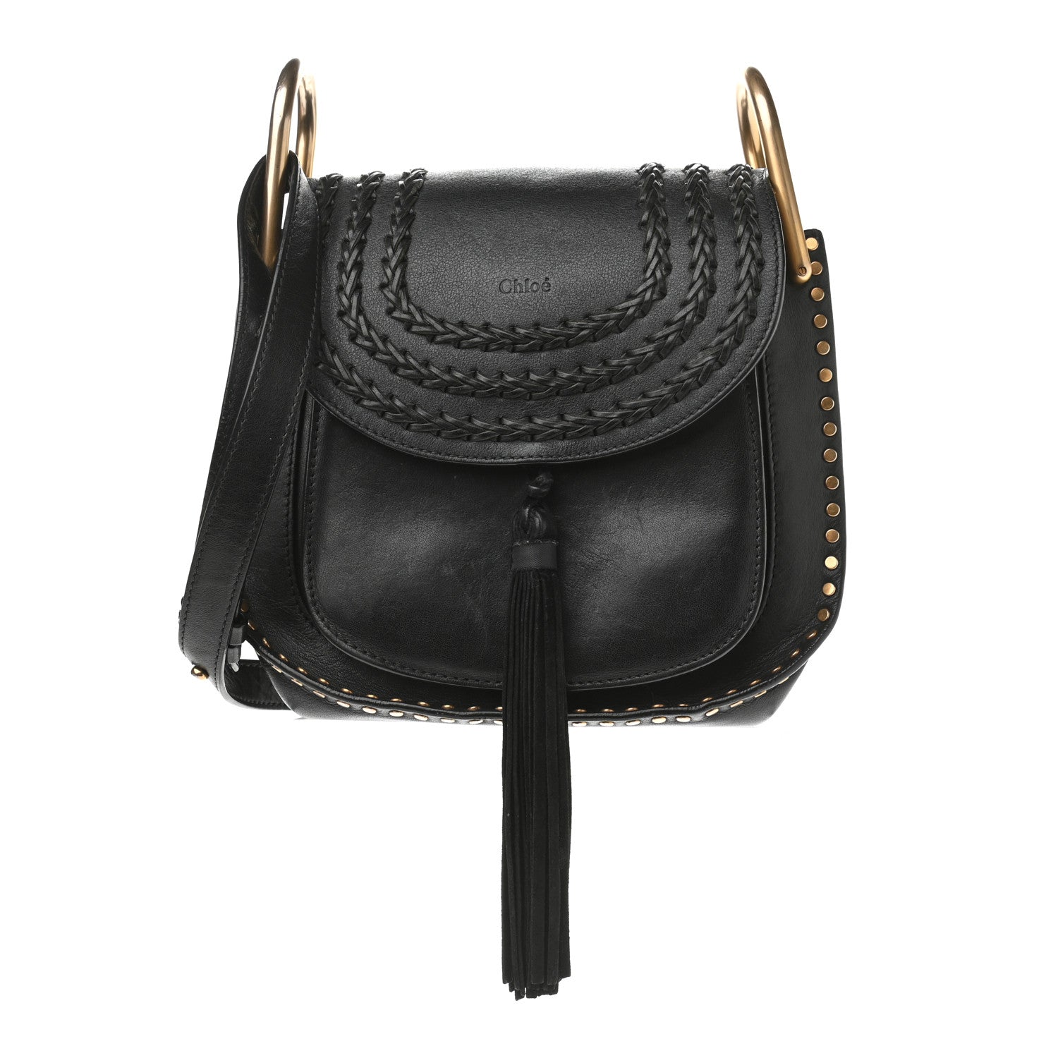 Chloe Calfskin Braided Medium Hudson Shoulder Bag Black 1 of 21