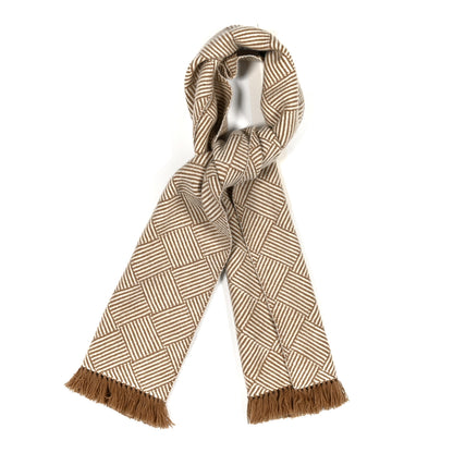 Hermes Cashmere Tile Weave Muffler Camel Ecru 1 of 5