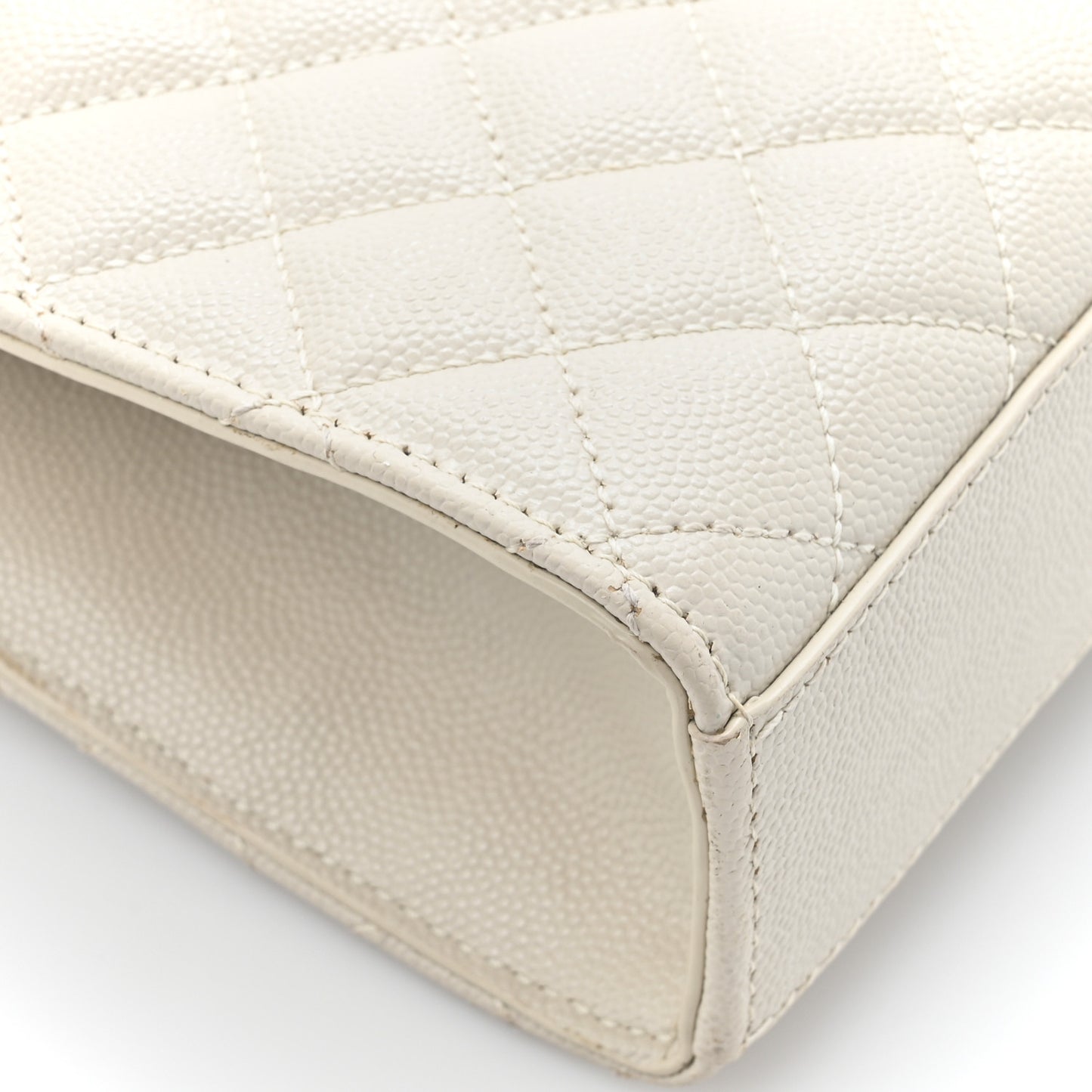 Grain De Poudre Textured Mixed Matelasse Medium Triquilt Monogram Satchel Crema Soft