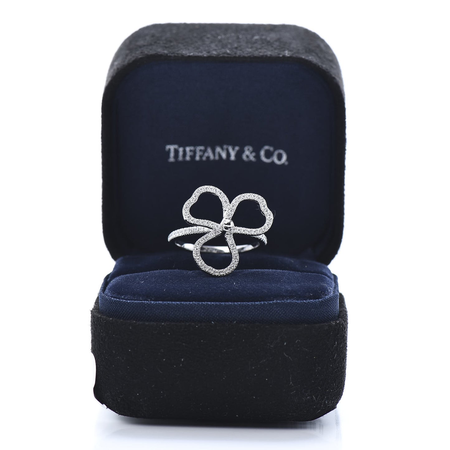 Platinum Diamond Open Paper Flowers Ring 52 6