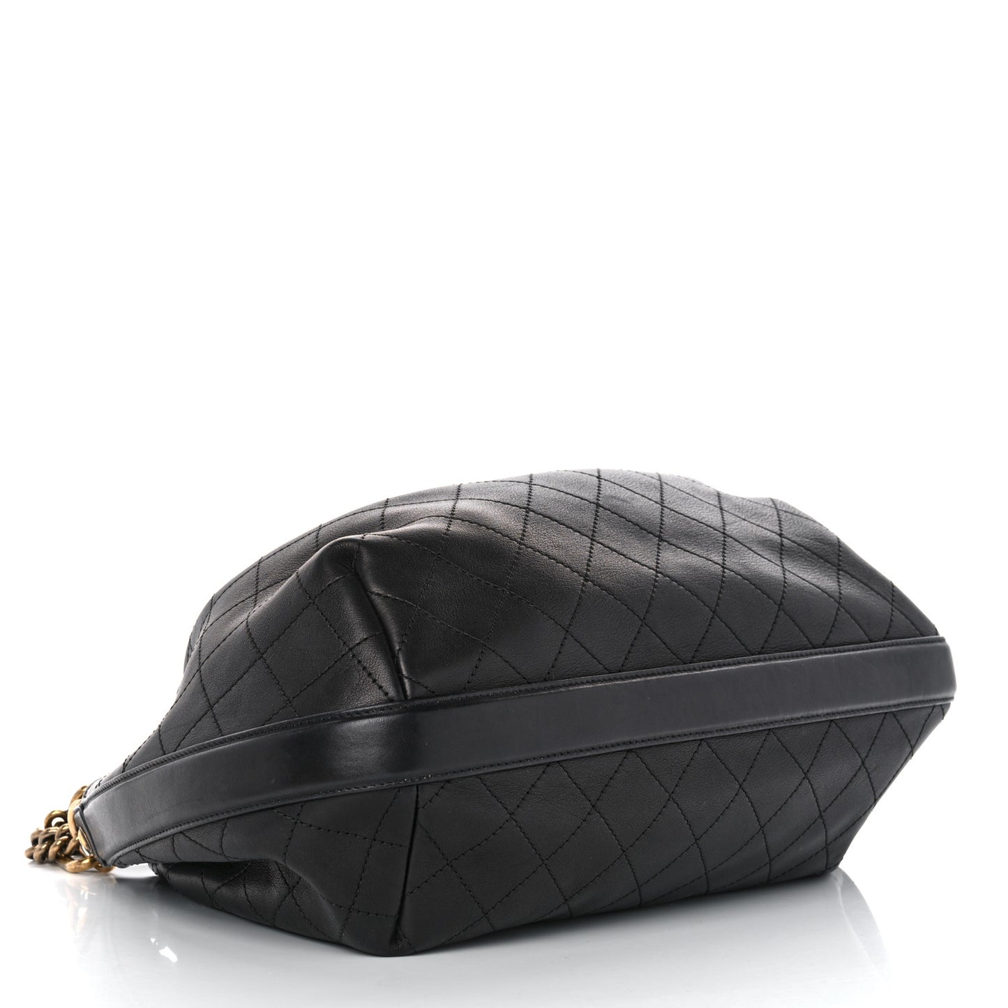 Calfskin Stitched Small Paris Rome Drawstring CC Bag Black
