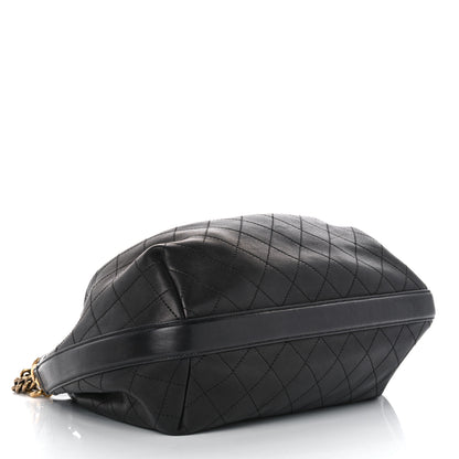 Chanel Calfskin Stitched Small Paris Rome Drawstring CC Bag Black 4 of 11