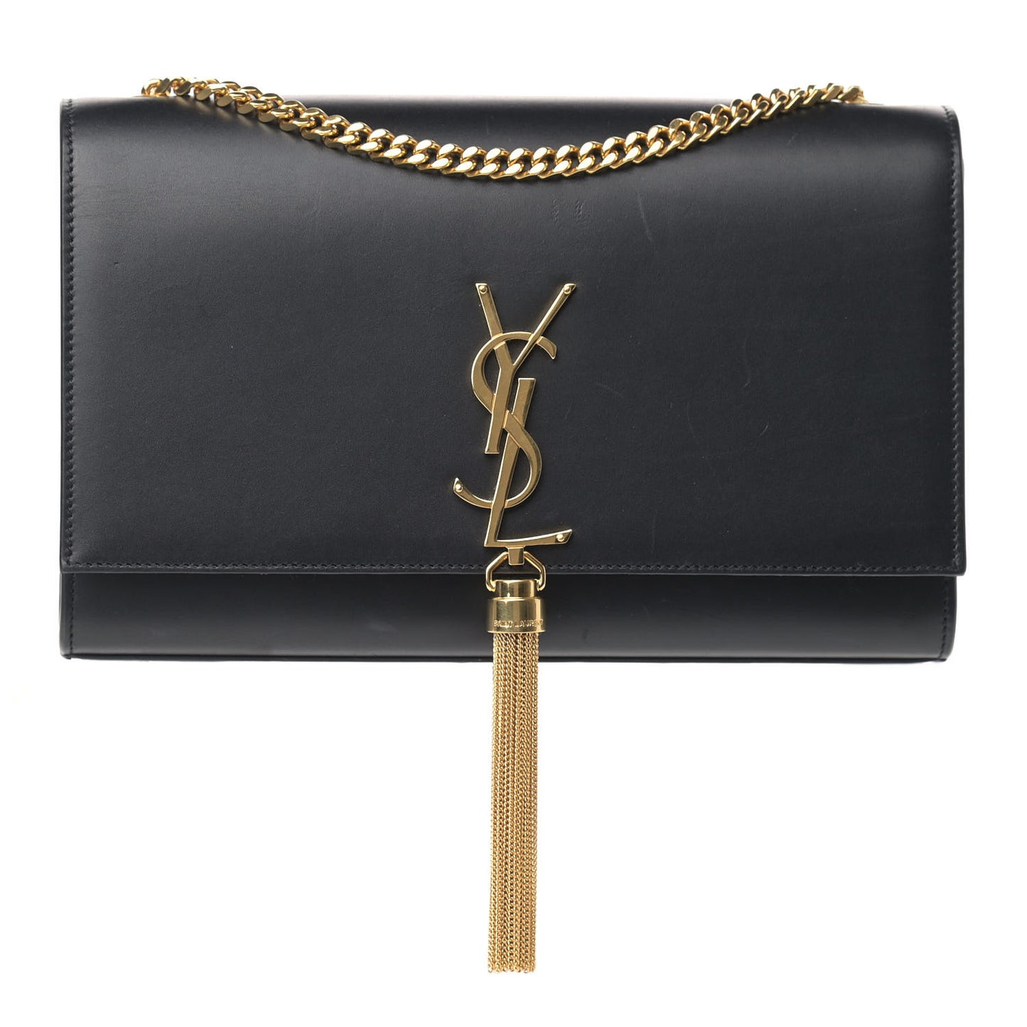 Smooth Calfskin Medium Classic Monogram Kate Tassel Satchel Black