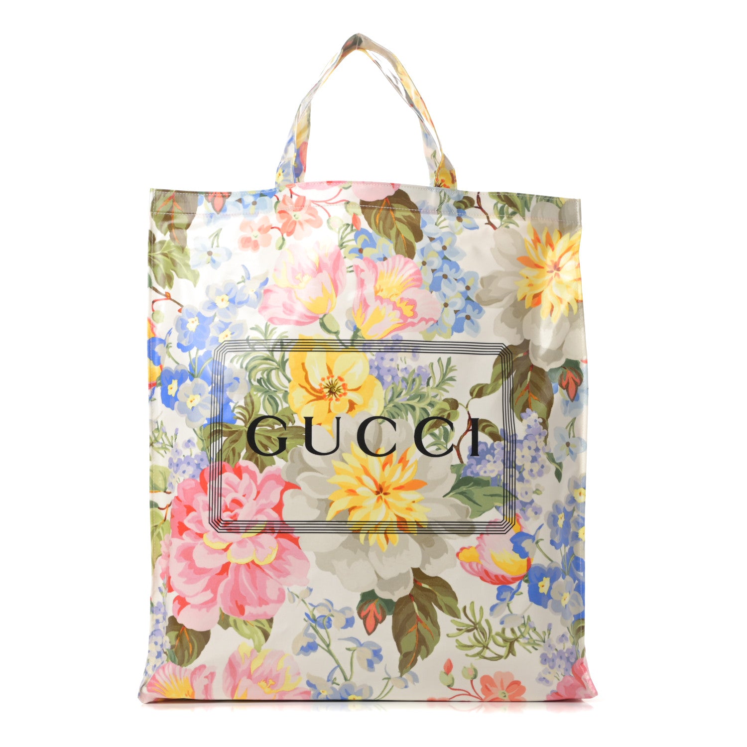 Gucci Patent Canvas Frame Logo Floral Print Vertical Tote Multicolor 1 of 10