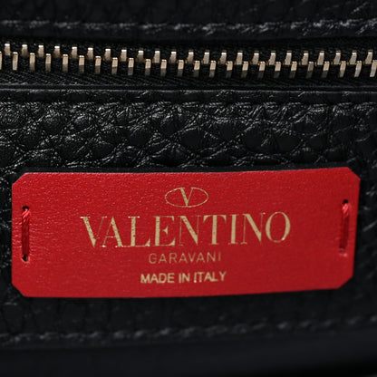 Valentino Garavani Pebbled Calfskin Rockstud Single Handle Flap Bag Black 6 of 12