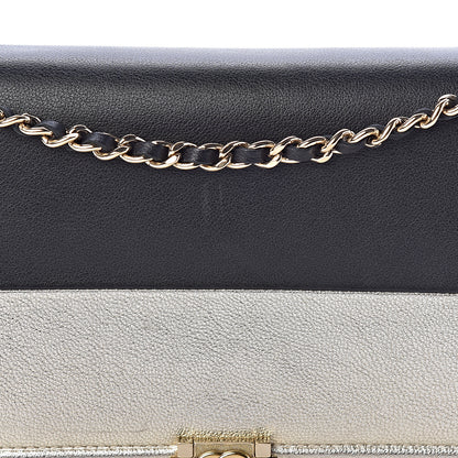 Chanel Metallic Goatskin Lambskin Boy Wallet on Chain WOC Black Gold 9 of 11