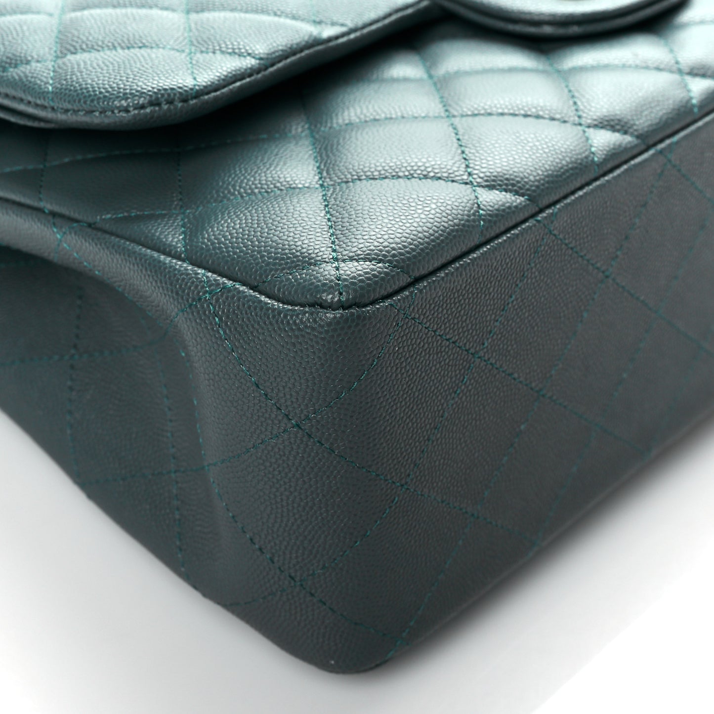 Caviar Quilted Jumbo Double Flap Dark Turquoise