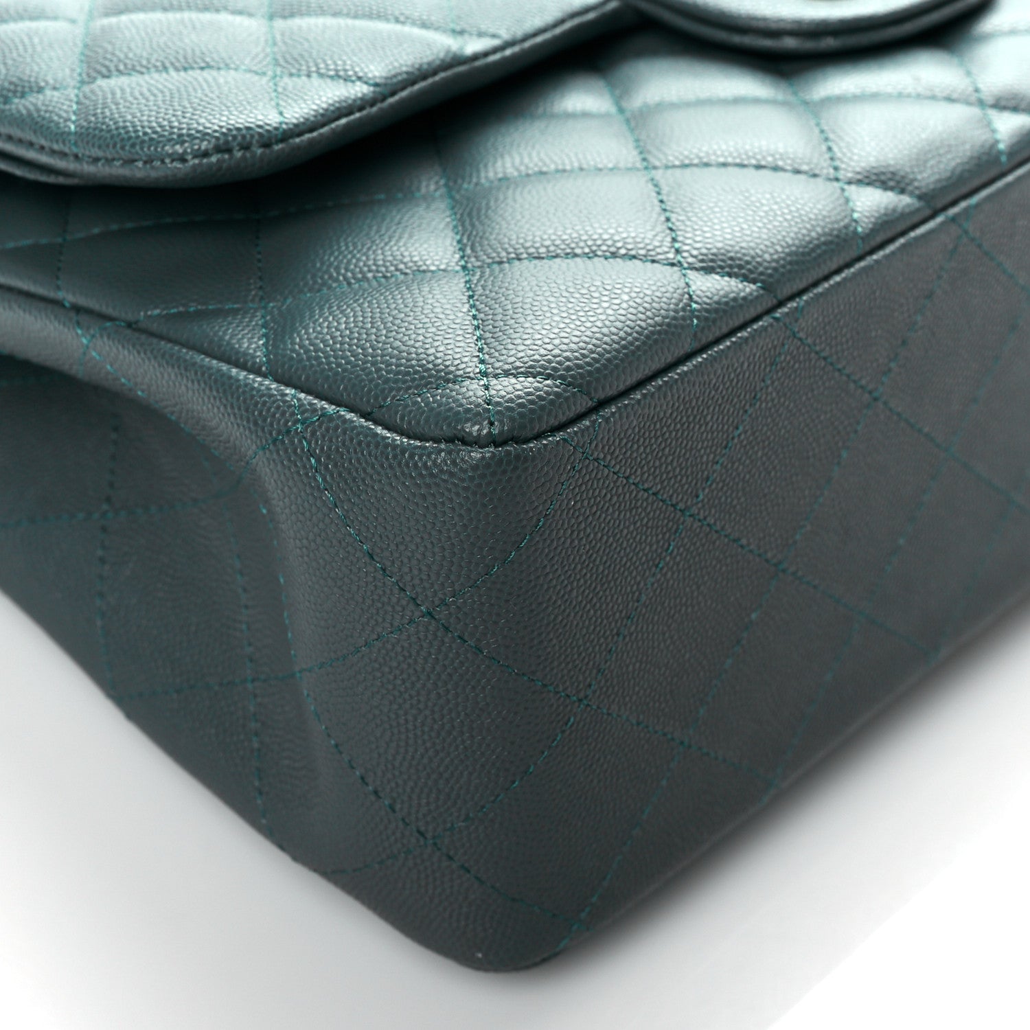 Chanel Caviar Quilted Jumbo Double Flap Dark Turquoise 9 of 10