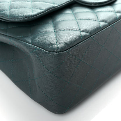Chanel Caviar Quilted Jumbo Double Flap Dark Turquoise 9 of 10
