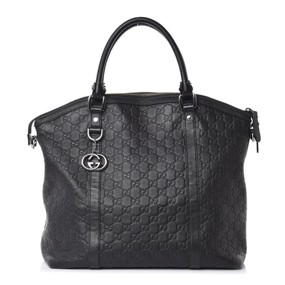 Gucci Guccissima Large GG Charm Convertible Dome Satchel Black 1 of 12