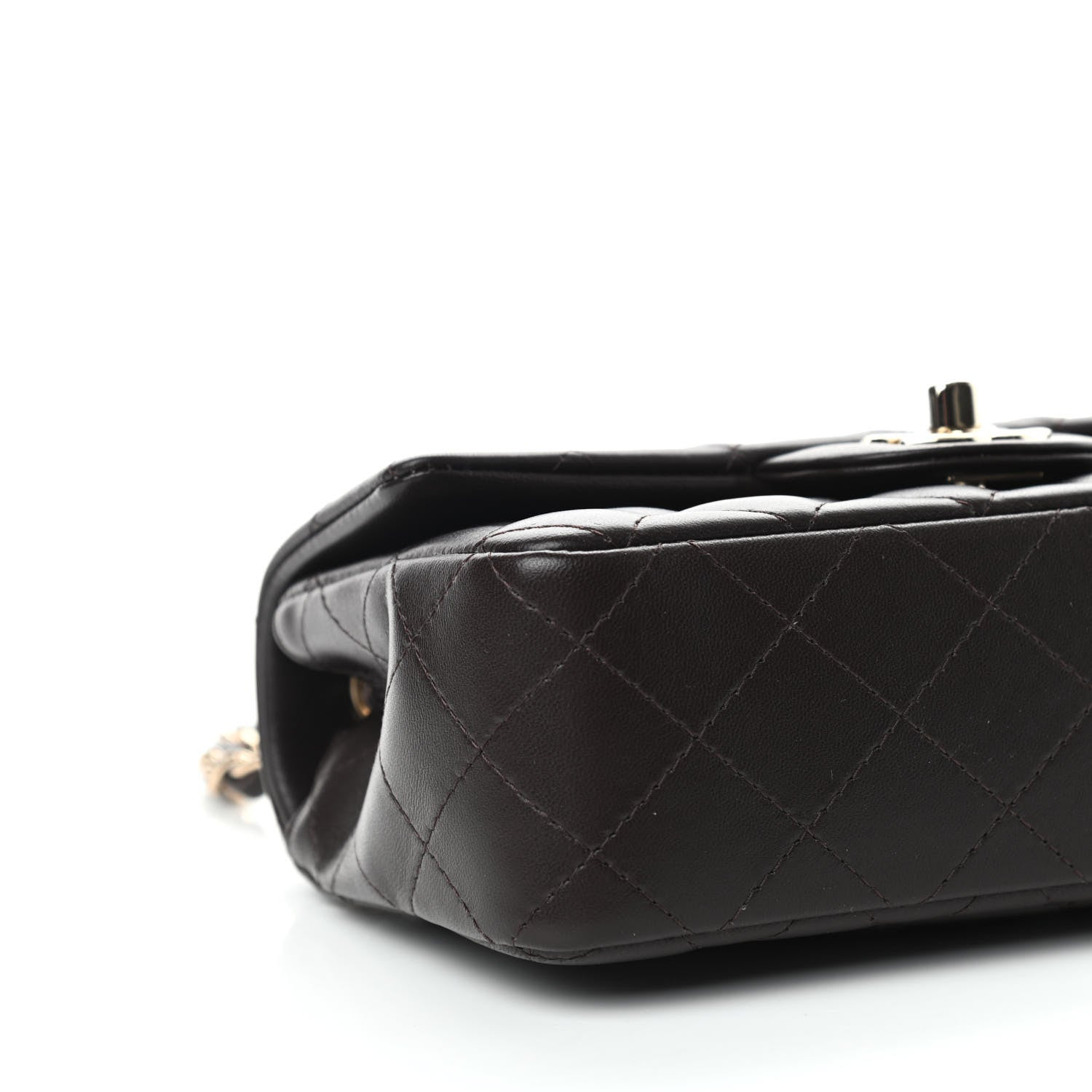 Chanel Lambskin Quilted Mini Rectangular Flap Dark Brown 8 of 11