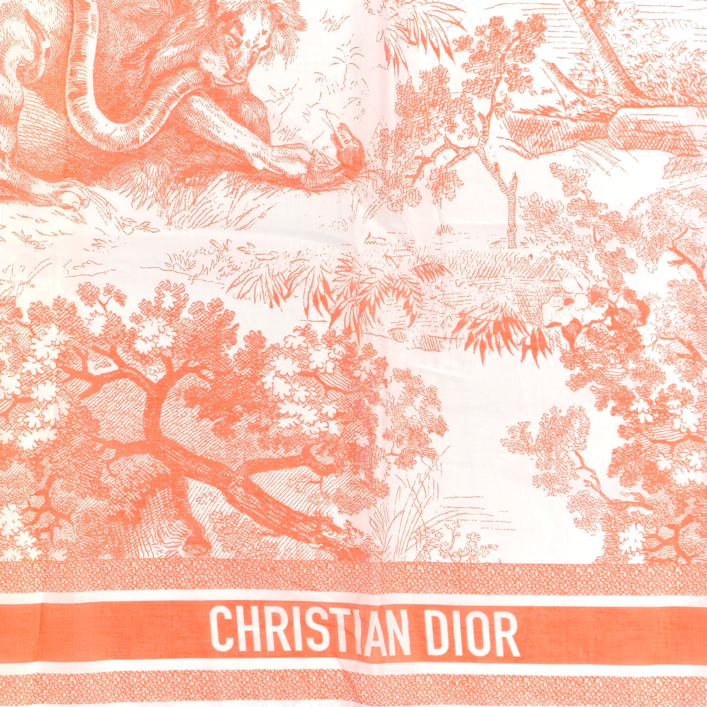 Cotton Toile De Jouy Scarf Orange