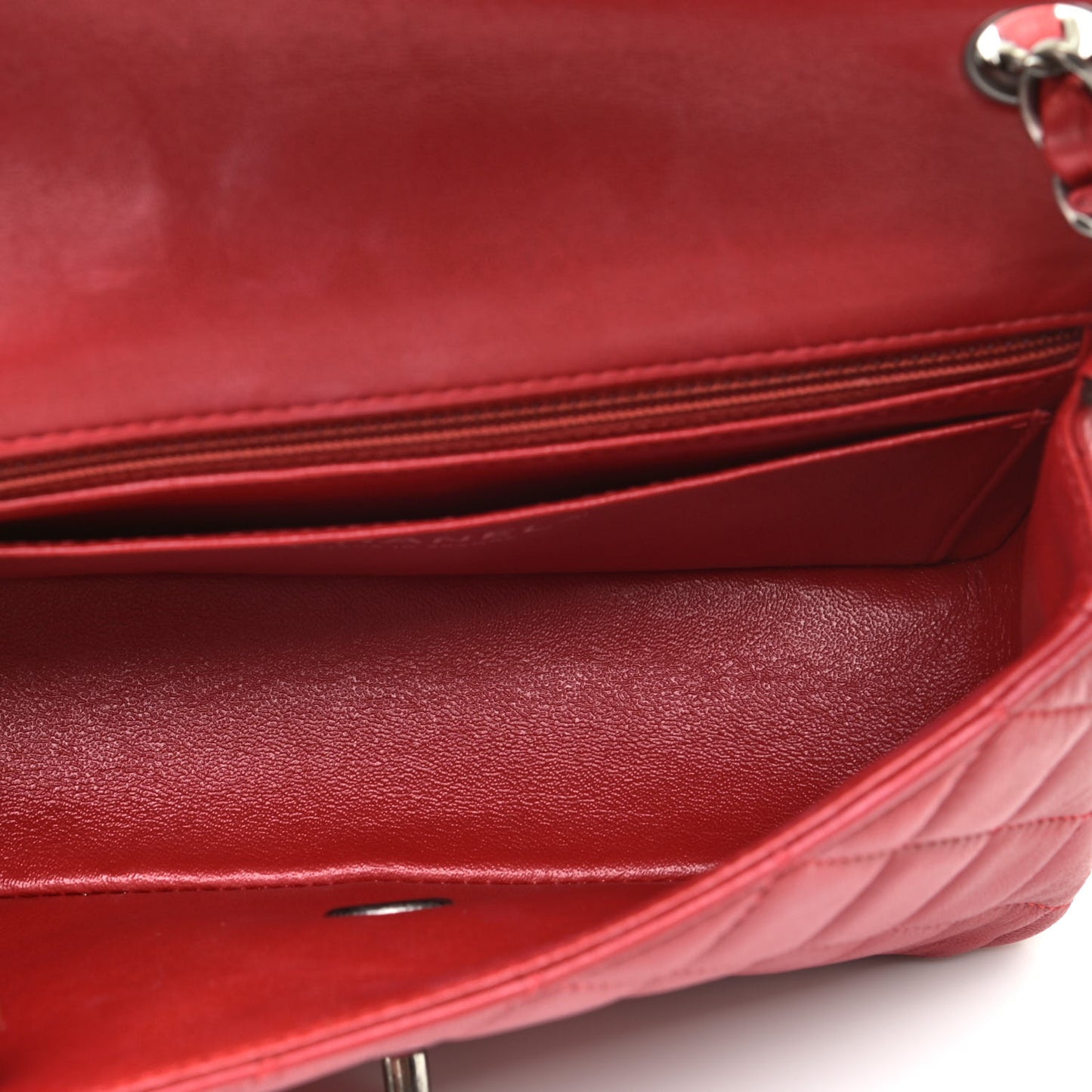 Lambskin Quilted Mini Rectangular Flap Red