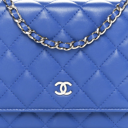 Chanel Lambskin Quilted Wallet On Chain WOC Blue 9 of 11