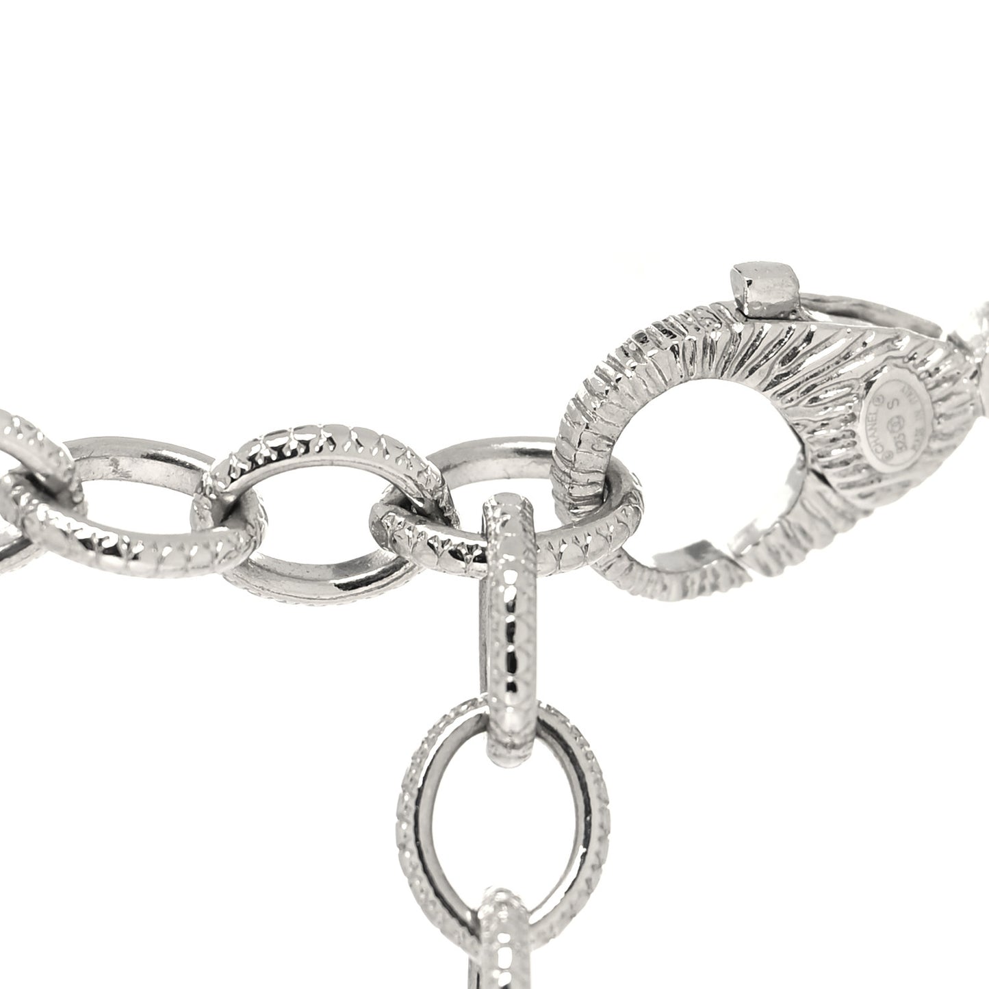 Pearl Crystal CC Choker Necklace Silver