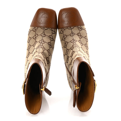 Gucci Monogram Cordovan Lux GG Ankle Boots 36.5 Beige Cuir 2 of 10