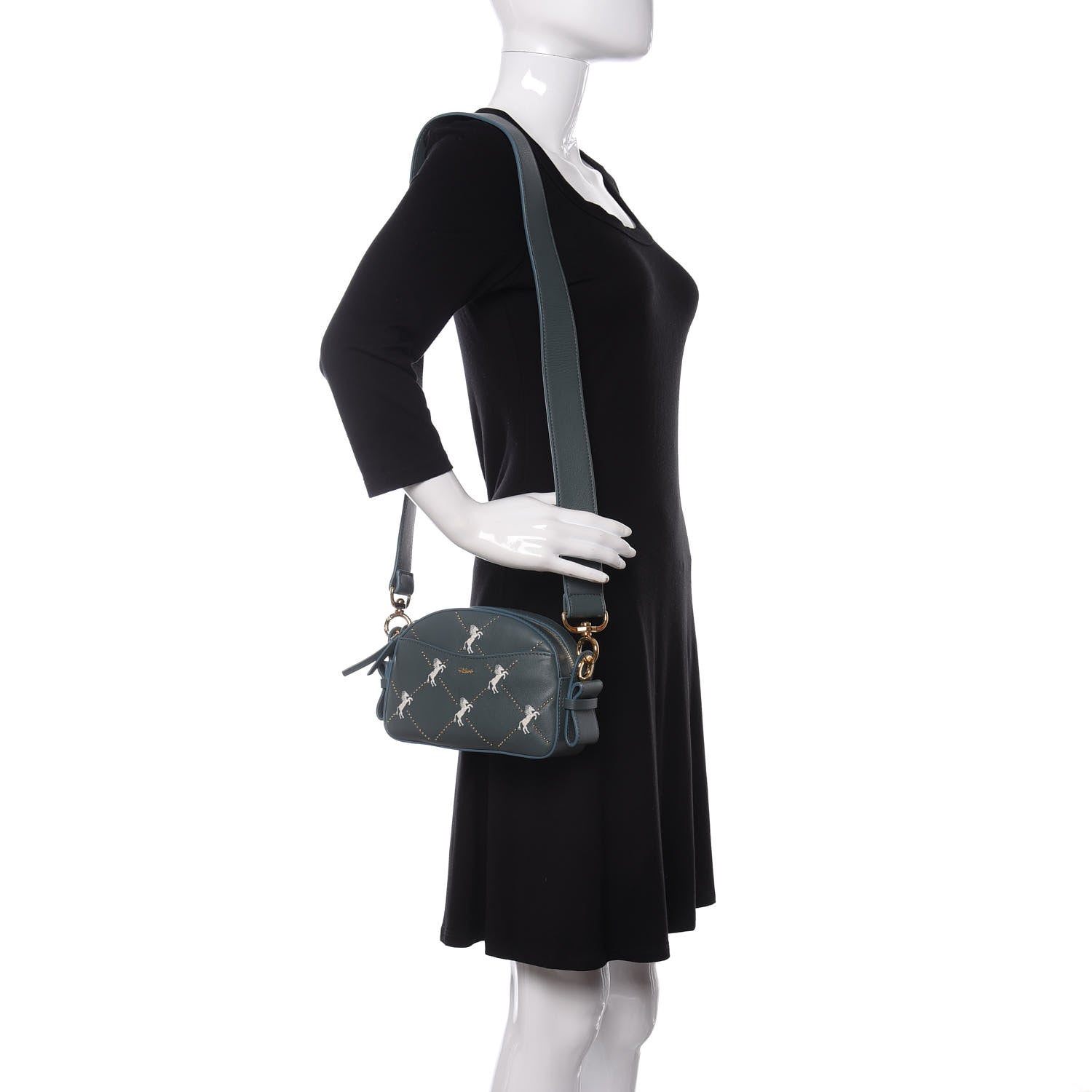 Chloe Smooth Calfskin Little Horses Embroidered Shoulder Bag Cloudy Blue 2 of 10