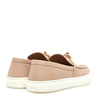 Hermes Calfskin Game Slip On Sneakers 37.5 Beige Nude 4 of 9