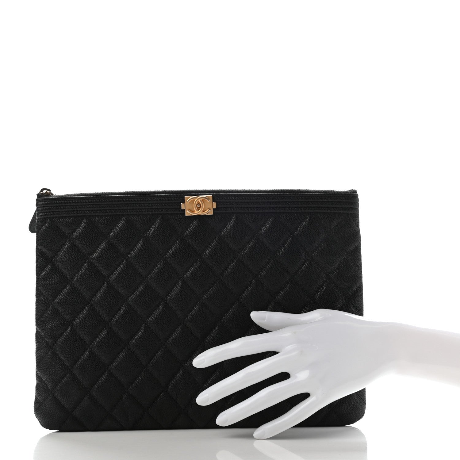 Chanel Caviar Quilted Medium Boy Cosmetic Case Black 2 of 9
