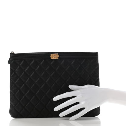 Chanel Caviar Quilted Medium Boy Cosmetic Case Black 2 of 9